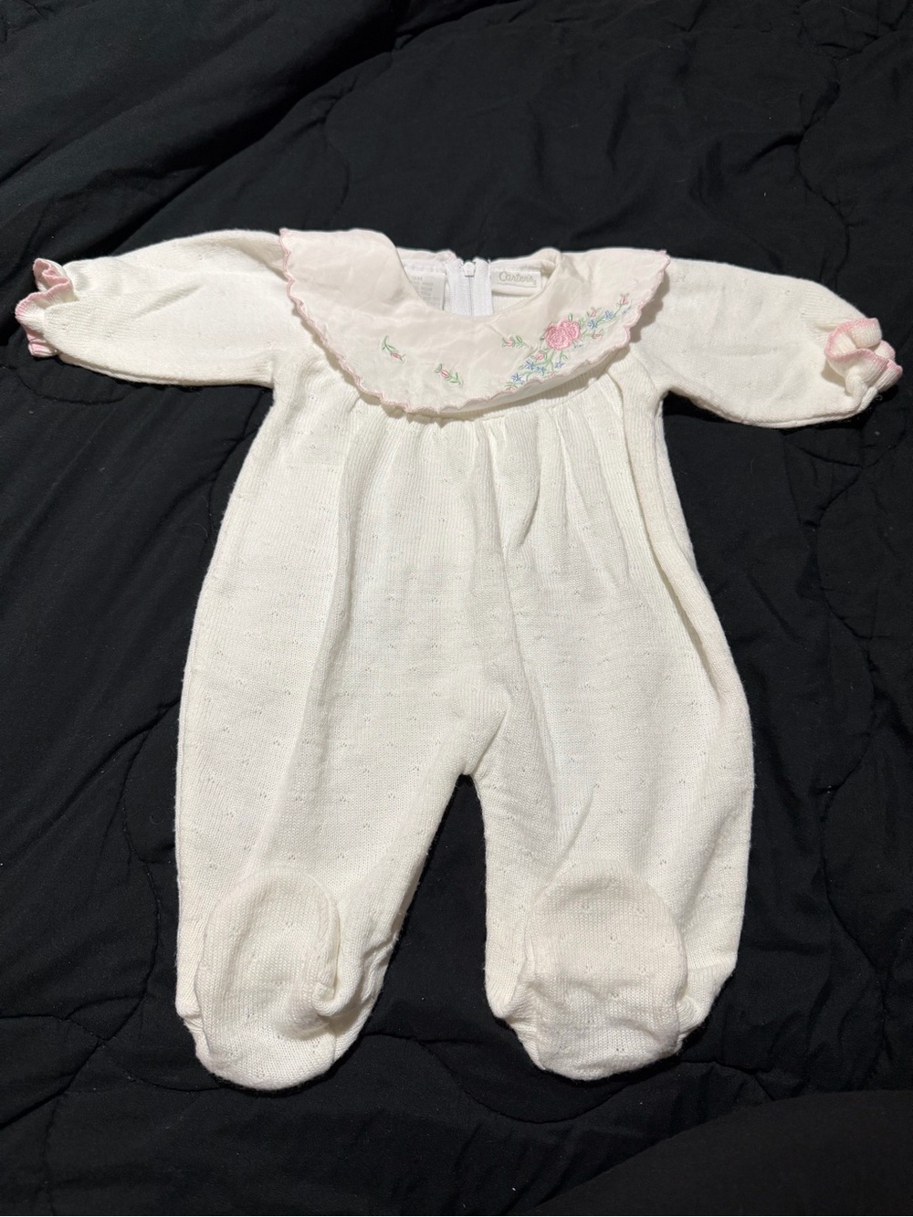 Vintage Carter's Floral Embroidered Footie Baby 3M